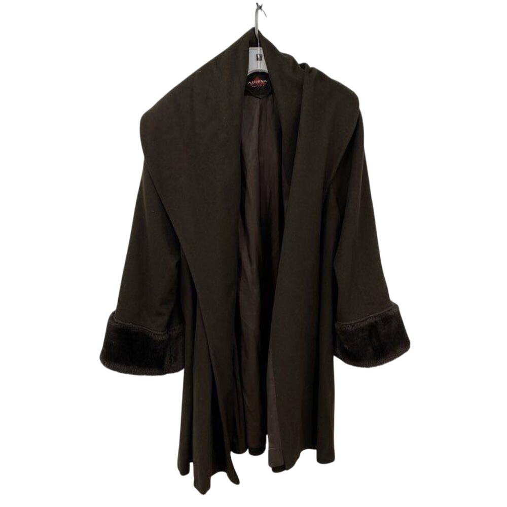 Vintage Worumbo Wool Brown Fur Cuff Swing Coat -Medium - Picture 1 of 5